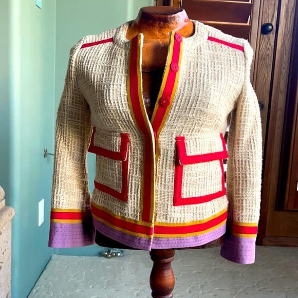 Tory Burch Jackets & Blazers - Tory Burch 3/4 quarter sleeved tweed blazer (has Chanel vibe)